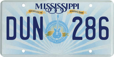 MS license plate DUN286