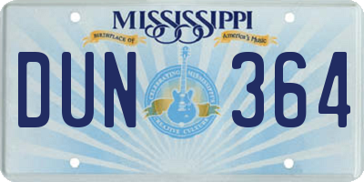 MS license plate DUN364