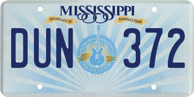 MS license plate DUN372