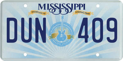 MS license plate DUN409