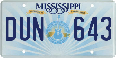 MS license plate DUN643