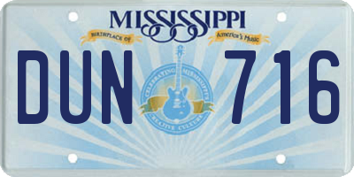 MS license plate DUN716