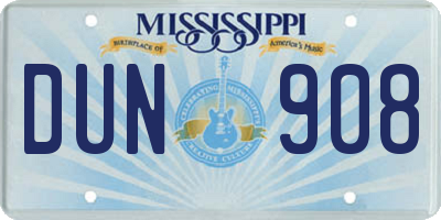 MS license plate DUN908