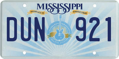 MS license plate DUN921