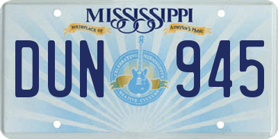 MS license plate DUN945