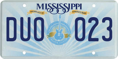 MS license plate DUO023
