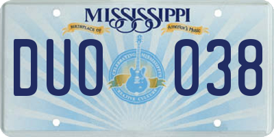 MS license plate DUO038