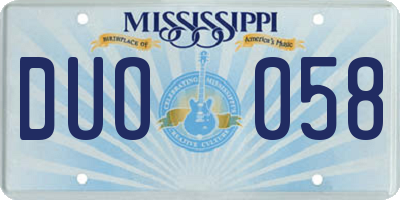 MS license plate DUO058