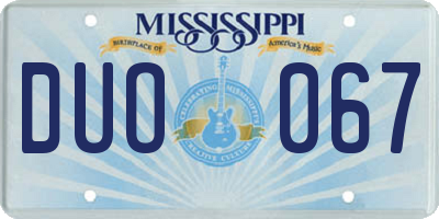 MS license plate DUO067