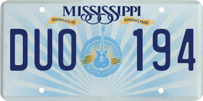 MS license plate DUO194