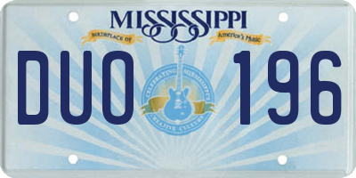 MS license plate DUO196