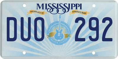 MS license plate DUO292
