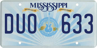 MS license plate DUO633