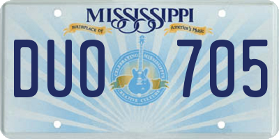 MS license plate DUO705