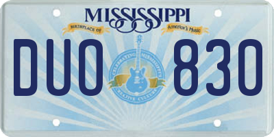 MS license plate DUO830