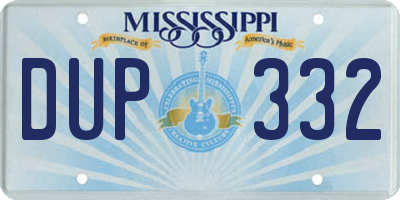 MS license plate DUP332
