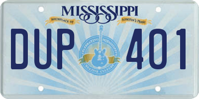 MS license plate DUP401