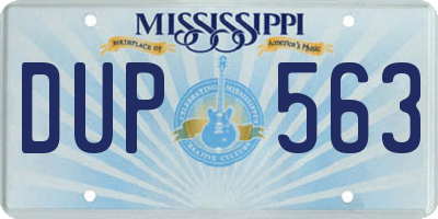 MS license plate DUP563