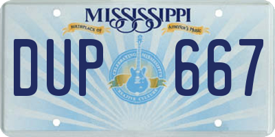 MS license plate DUP667