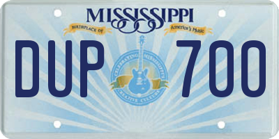 MS license plate DUP700