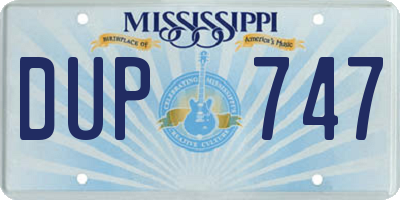 MS license plate DUP747
