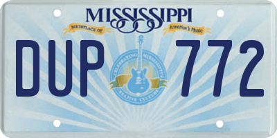 MS license plate DUP772