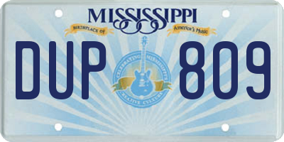 MS license plate DUP809
