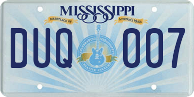 MS license plate DUQ007