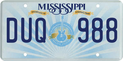 MS license plate DUQ988