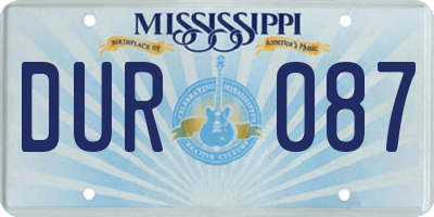 MS license plate DUR087