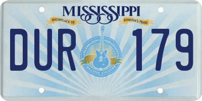 MS license plate DUR179