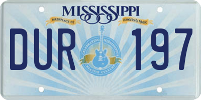 MS license plate DUR197