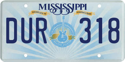 MS license plate DUR318