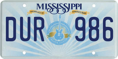 MS license plate DUR986