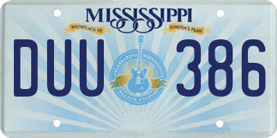 MS license plate DUU386