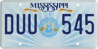 MS license plate DUU545