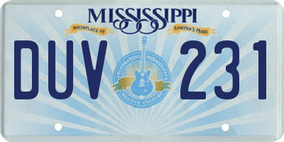 MS license plate DUV231