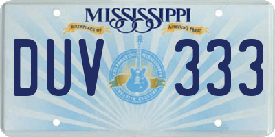 MS license plate DUV333