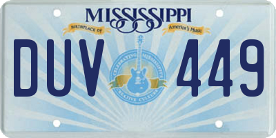 MS license plate DUV449