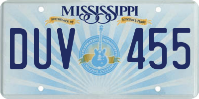 MS license plate DUV455