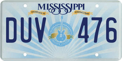 MS license plate DUV476