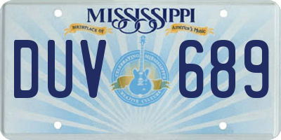 MS license plate DUV689