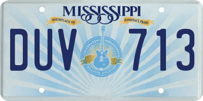 MS license plate DUV713
