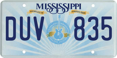 MS license plate DUV835