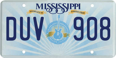 MS license plate DUV908