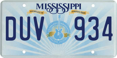 MS license plate DUV934