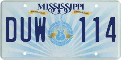 MS license plate DUW114