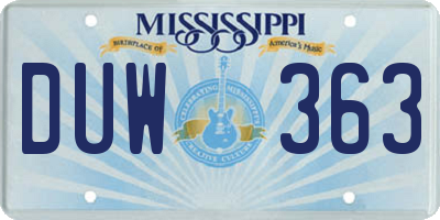 MS license plate DUW363