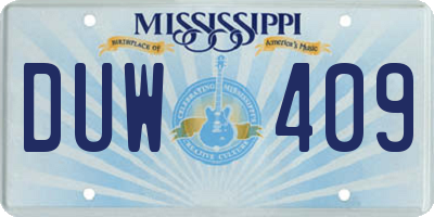 MS license plate DUW409