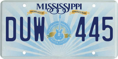 MS license plate DUW445